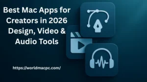 Best Mac apps for creators in 2026 – design, video and audio tools header image for worldmacpc.com