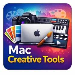 Mac Creative Tools feature image showing design, video editing and music production apps on Mac